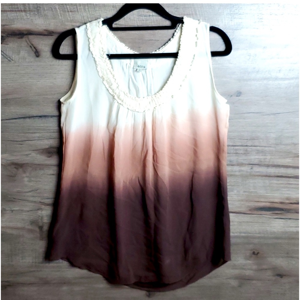 Ecru Brown Ombré Silk Tank